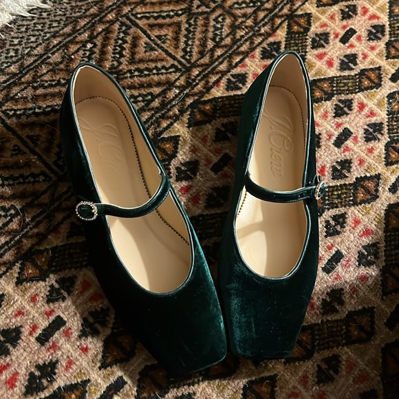 J. Crew Green Velvet Flats - Picture 5 of 7